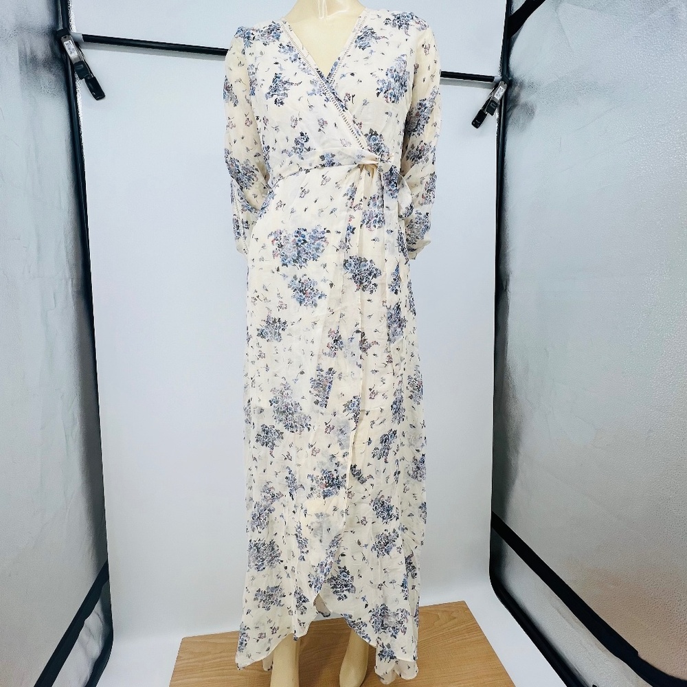 Reset by Jane NWT Ximena Chiffon Floral Tie Wrap Maxi Dress M Boho Old Money